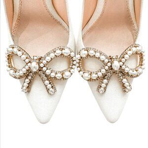 Emmy London Bronte Pearl & Crystal Bow Shoe Clips